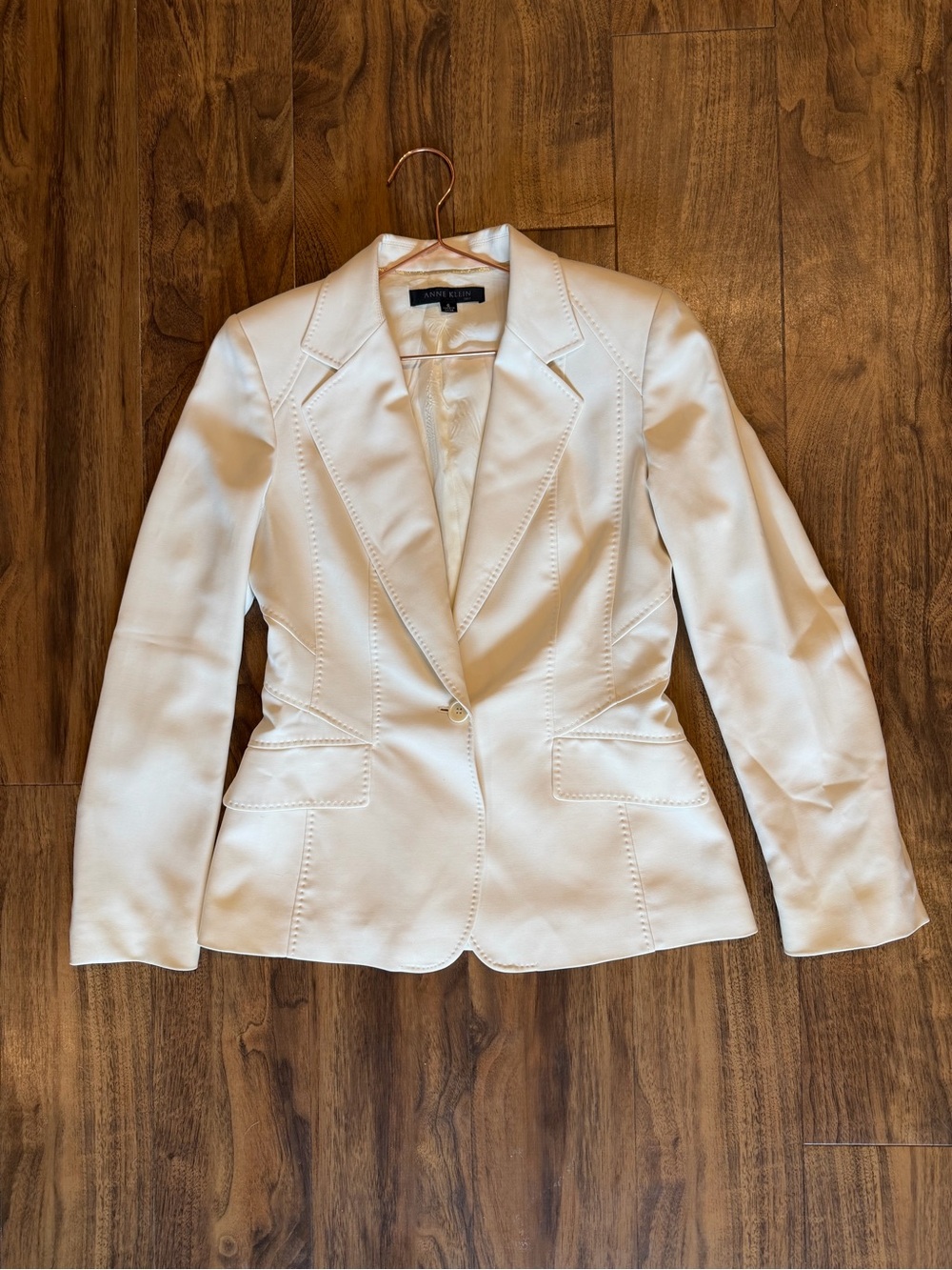 Anne Klein White Single-Button Tailored Blazer